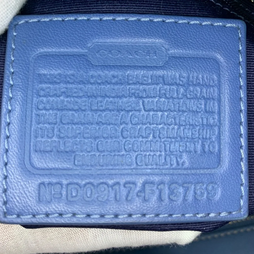 Coach Dusty Blue All Genuine Leather Shoulder Bag with Metal Hang Tag!